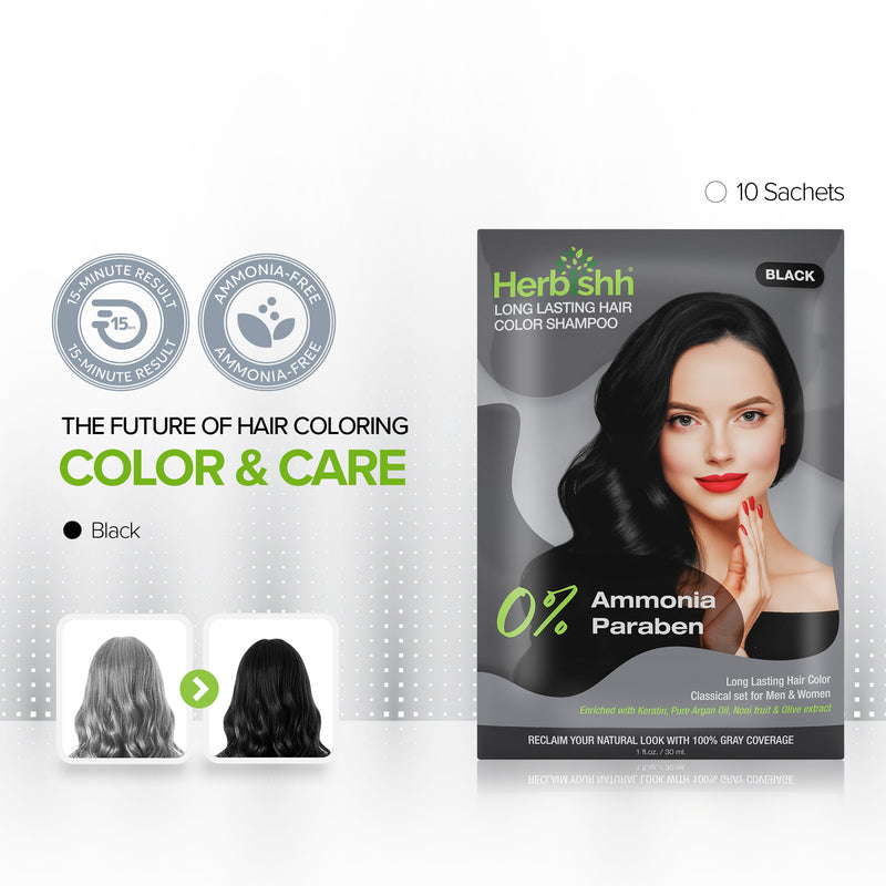 Black Hair Color Shampoo 10 Sachet- Herbishh