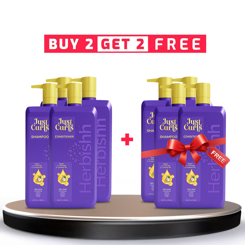 Buy 2 Get 2 Just Curls Shampoo & Conditioner Set - Herbishh BOGO