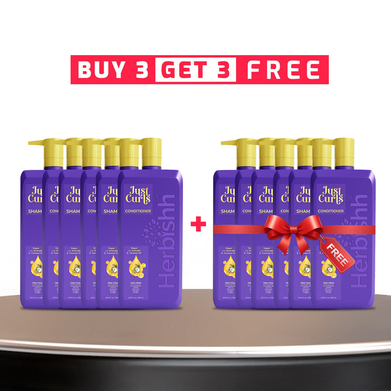 Buy 3 Get 3 Just Curls Shampoo & Conditioner Set - Herbishh BOGO