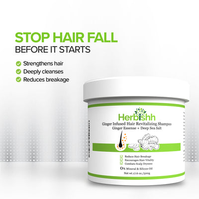 Ginger Hair Revitalizing Shampoo Jar with Deep Sea Salt - Herbishh