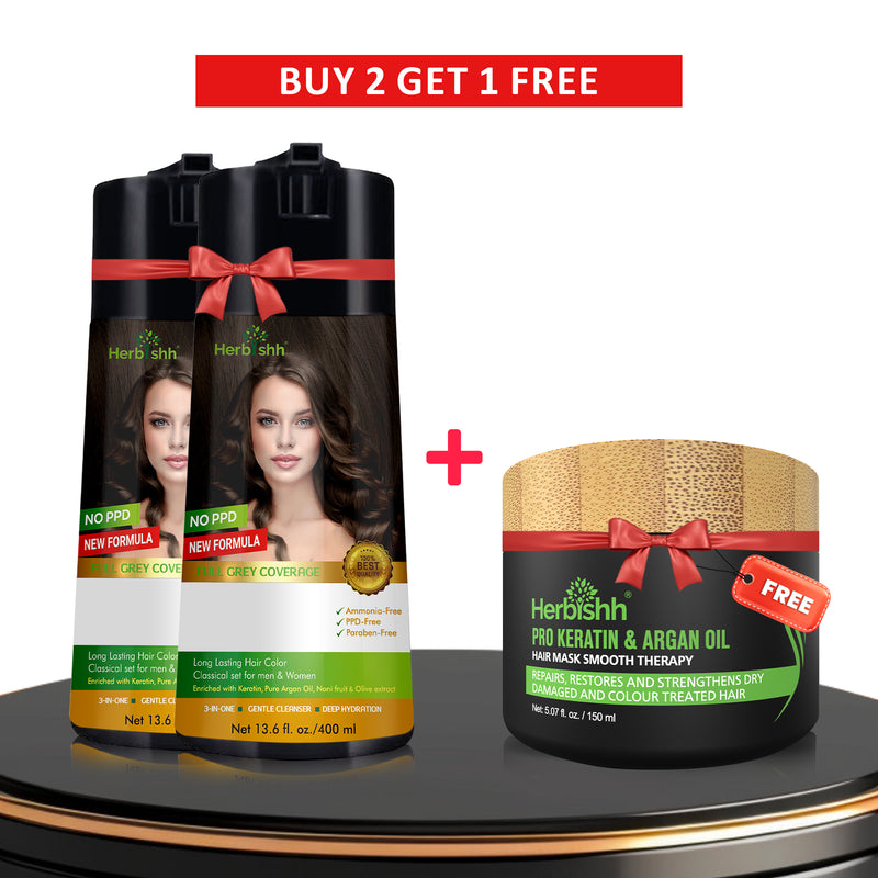 Buy 2-PCS PPD Free Hair Color Shampoo Get 1 Hair mask Free - Herbishh