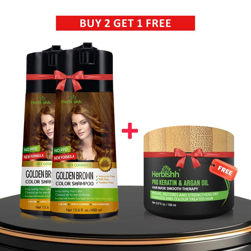 Buy 2-PCS PPD Free Hair Color Shampoo Get 1 Hair mask Free - Herbishh