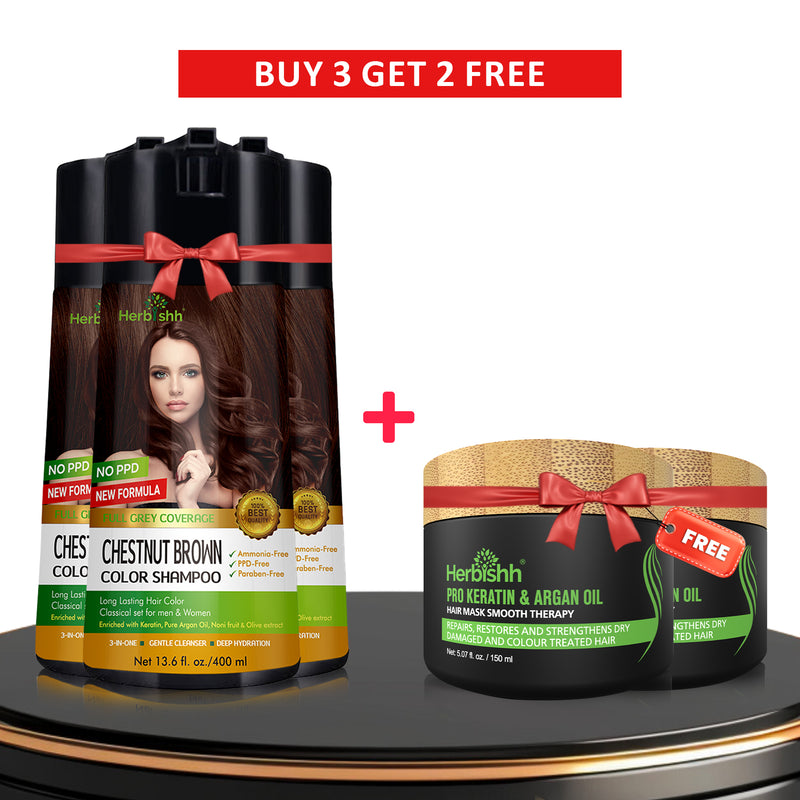 Buy 3-PCS  PPD Free Hair Color Shampoo Get 2 Hair Mask Free - Herbishh