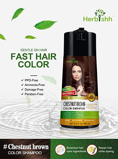PPD FREE - 3 pcs Chestnut Brown Color Shampoo - Herbishh