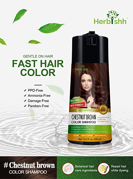 PPD FREE Chestnut Brown Color Shampoo - Herbishh
