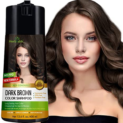 PPD FREE Dark Brown Color Shampoo - Herbishh