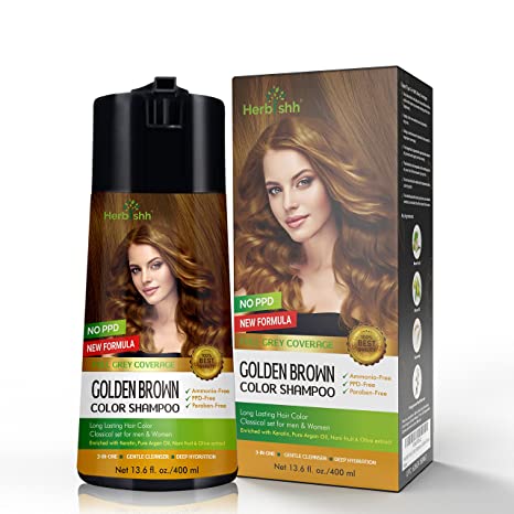 PPD FREE - 3 pcs Golden Brown Color Shampoo - Herbishh