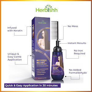 Herbishh Instant Hair Straightener Cream with Applicator Comb Brush & free hair mask