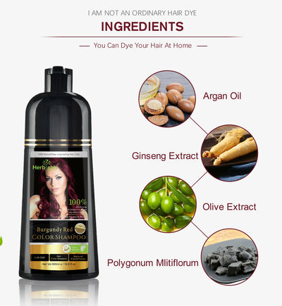 Burgundy Red Natural Hair Color Shampoo-1 bottle