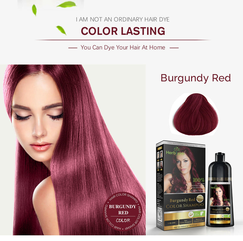 Burgundy Red Natural Hair Color Shampoo-1 bottle