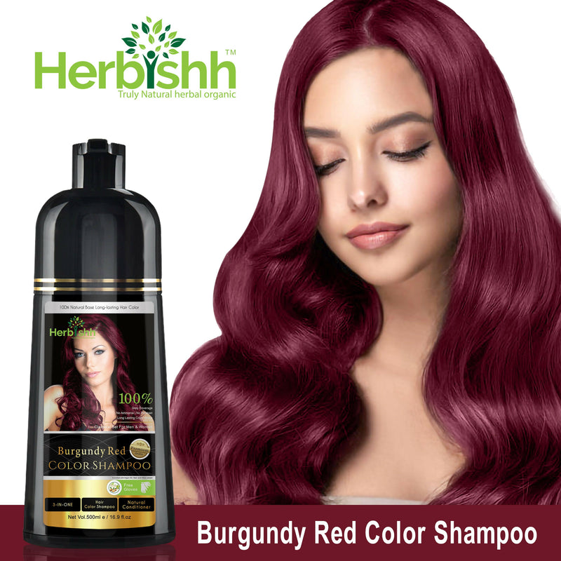 Burgundy Red Natural Hair Color Shampoo-1 bottle