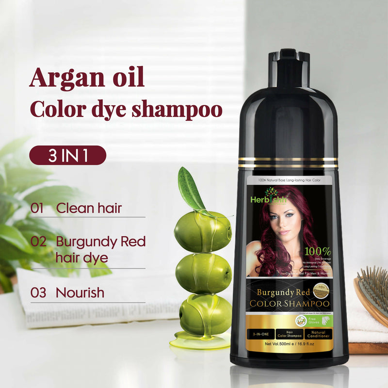 Burgundy Red Natural Hair Color Shampoo-1 bottle