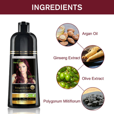 Burgundy Red Natural Hair Color Shampoo-1 bottle