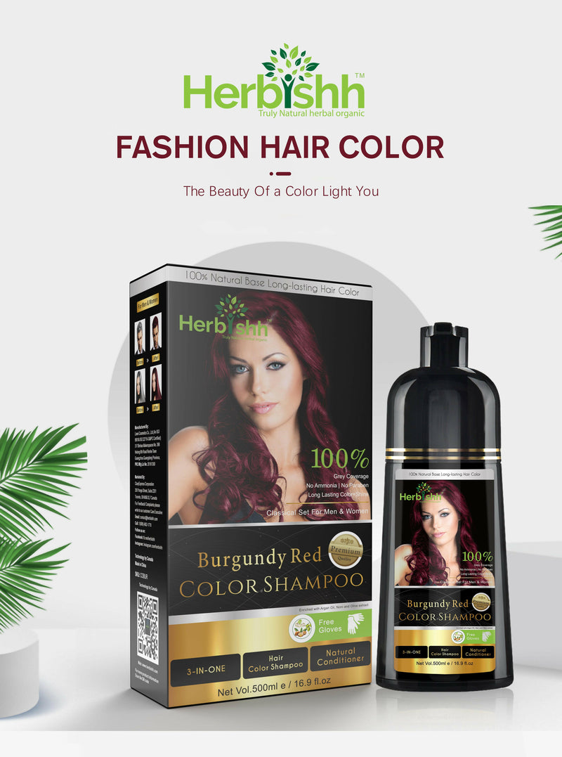 Burgundy Red Natural Hair Color Shampoo-1 bottle