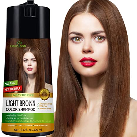PPD FREE - 2 pcs Light Brown Color Shampoo - Herbishh